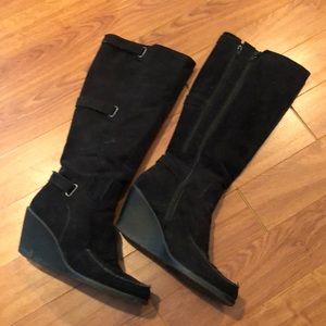 Black suede boots